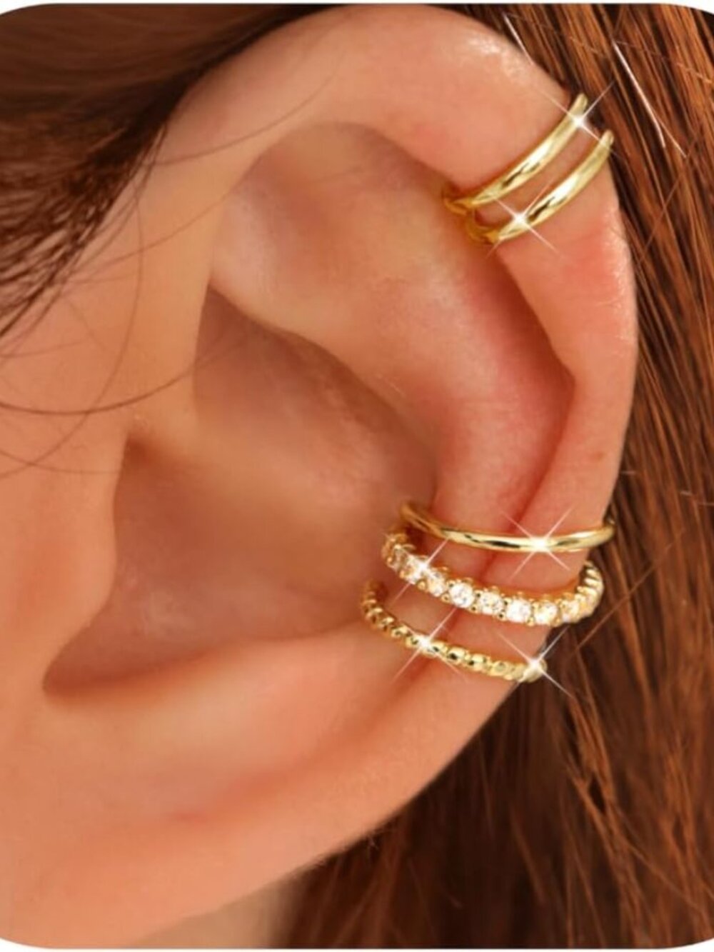 4 Pairs Ear Cuffs Non Piercing - 14K Gold Plated Ear Cuff Earrings for Women Ear